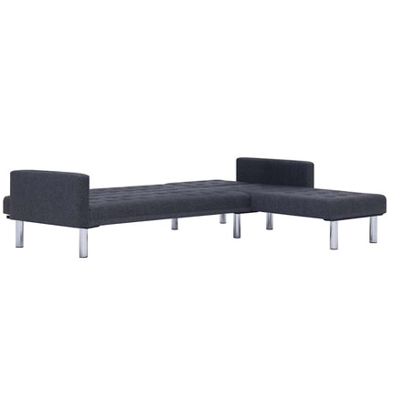L-formet sovesofa mørkegrå polyester