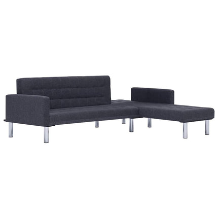 L-formet sovesofa mørkegrå polyester