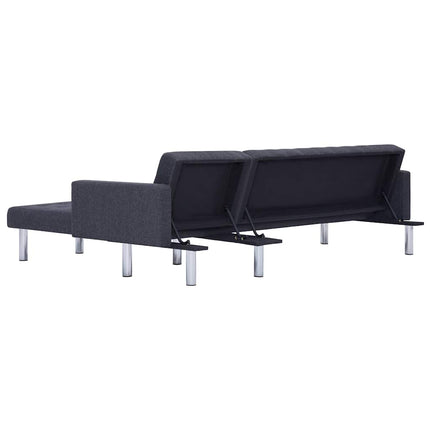 L-formet sovesofa mørkegrå polyester