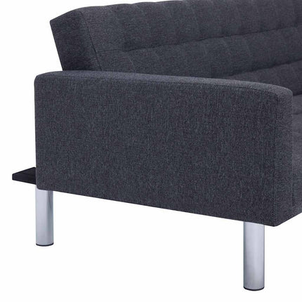 L-formet sovesofa mørkegrå polyester