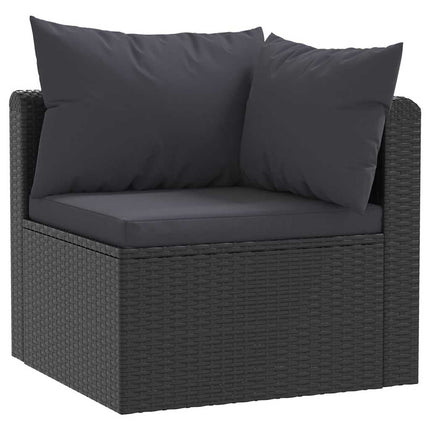 haveloungesæt 7 dele med hynder polyrattan sort