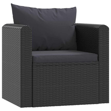 haveloungesæt 7 dele med hynder polyrattan sort
