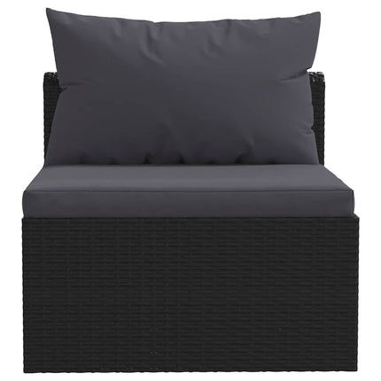 haveloungesæt 7 dele med hynder polyrattan sort