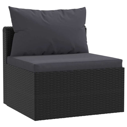 haveloungesæt 5 dele med hynder polyrattan sort
