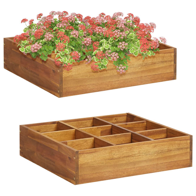 hævet plantekasse til urter 60x60x15 cm massivt akacietræ