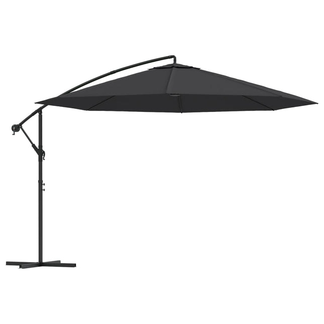 hængeparasol 350 cm aluminiumsstang sort