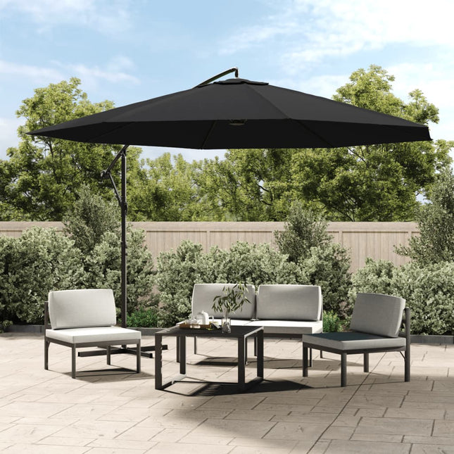 hængeparasol 350 cm aluminiumsstang sort