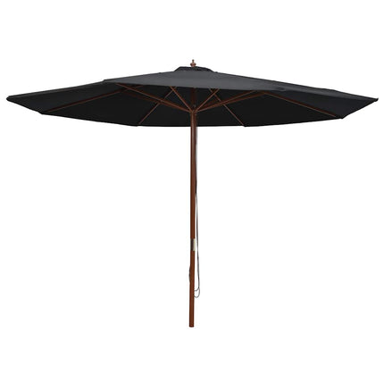 udendørs parasol med træstang 350 cm sort