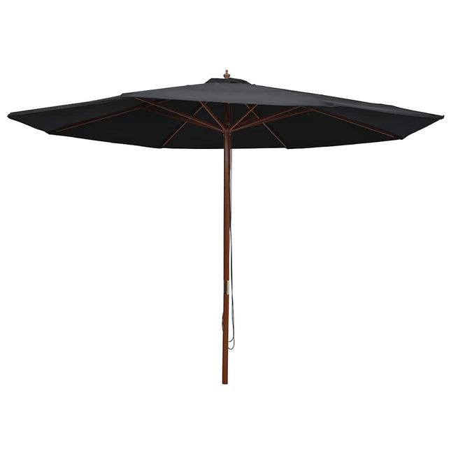 udendørs parasol med træstang 350 cm sort