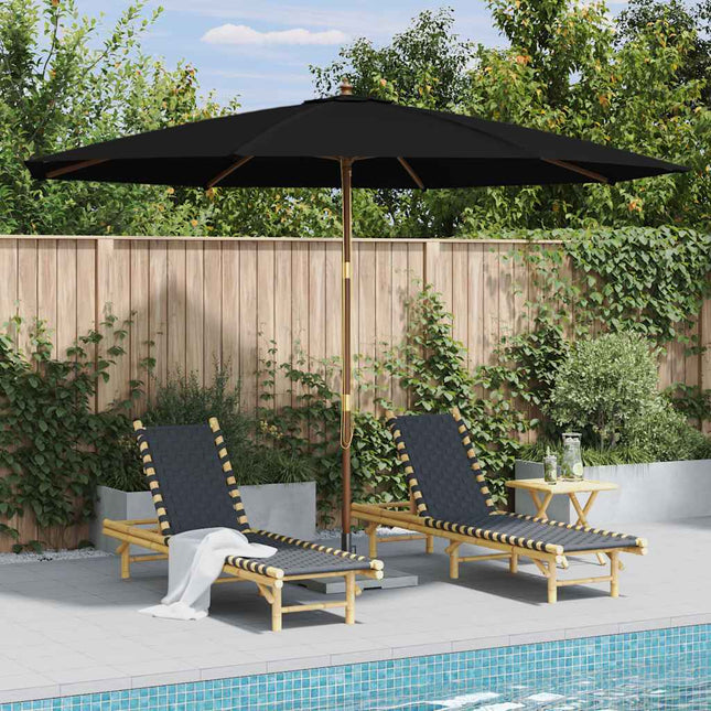 udendørs parasol med træstang 350 cm sort