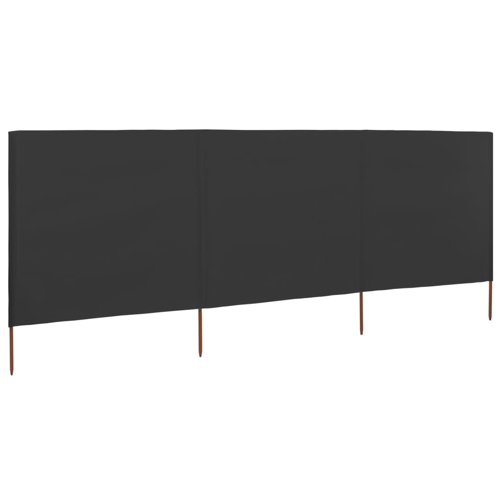 3-panels læsejl 400x80 cm stof antracitgrå