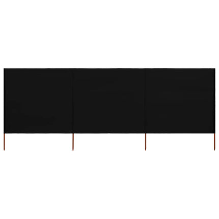 3-panels læsejl 400x120 cm stof sort