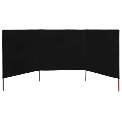 3-panels læsejl 400x120 cm stof sort