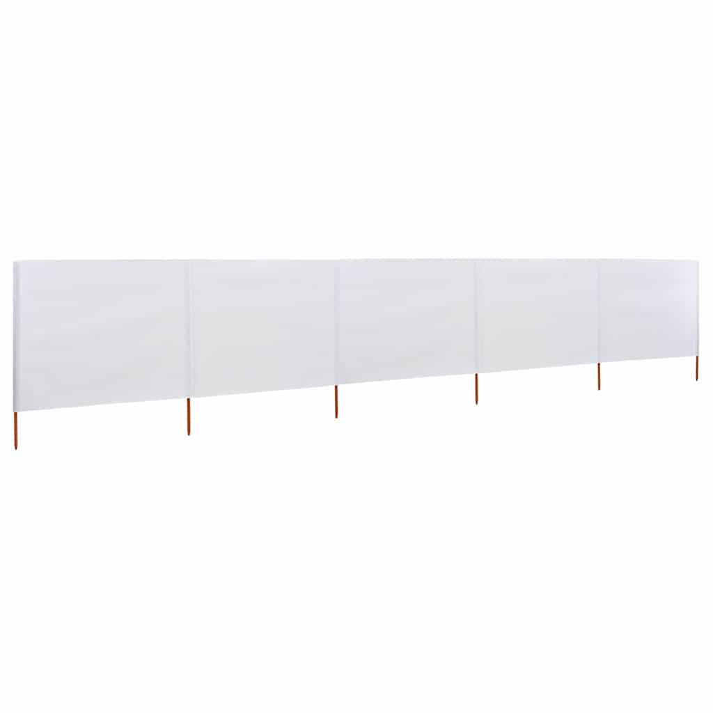 5-panels læsejl 600x120 cm stof sandhvid