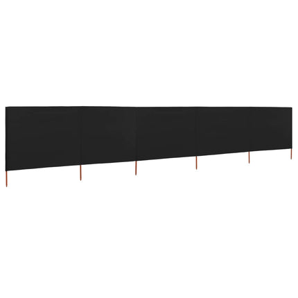 5-panels læsejl 600x120 cm stof sort