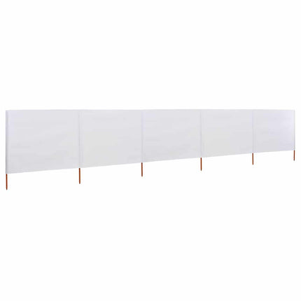 5-panels læsejl 600x160 cm stof sandhvid