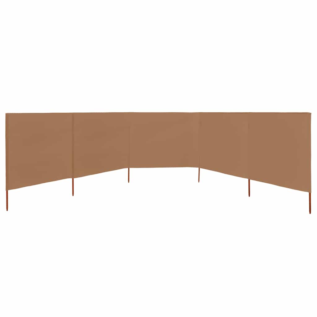 5-panels læsejl 600x160 cm stof gråbrun