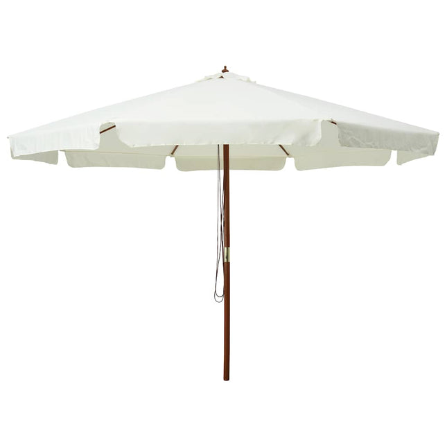 parasol med træstang 330 cm sandhvid