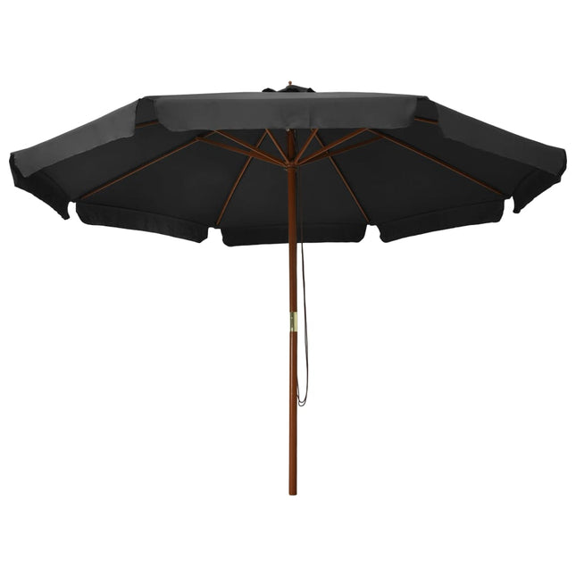 udendørs parasol med træstang 330 cm antracitgrå
