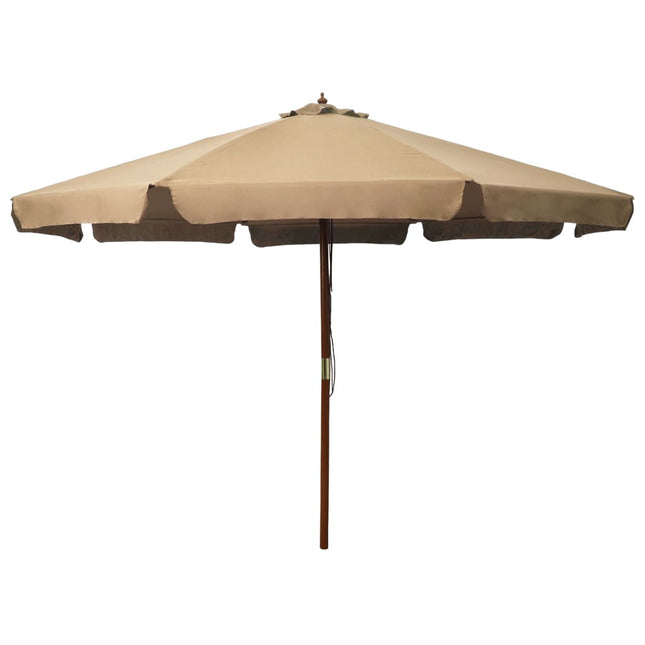 udendørs parasol med træstang 330 cm gråbrun
