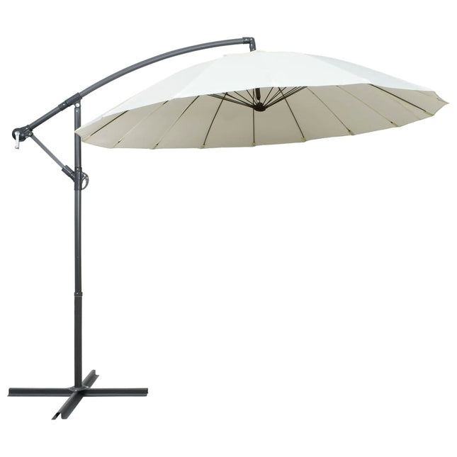 hængende parasol 3 m aluminiumsstang hvid