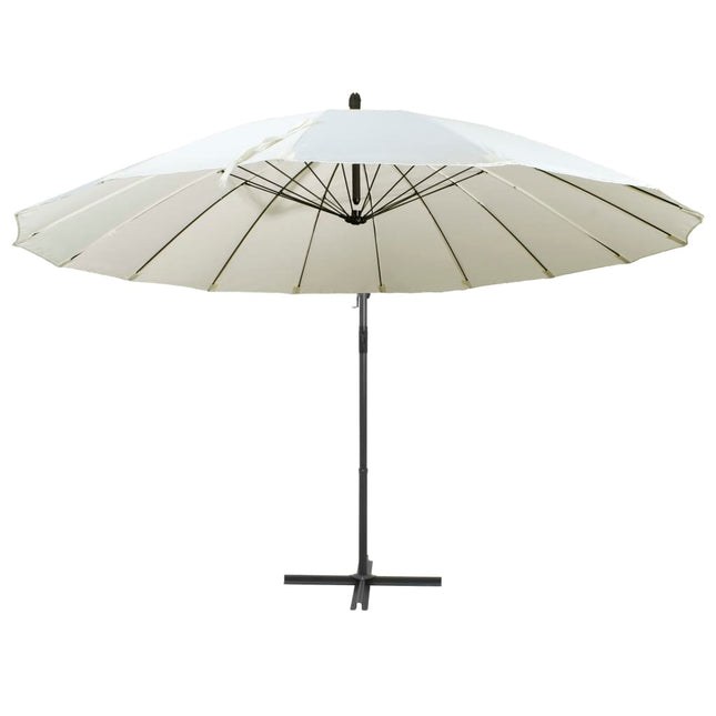 hængende parasol 3 m aluminiumsstang hvid
