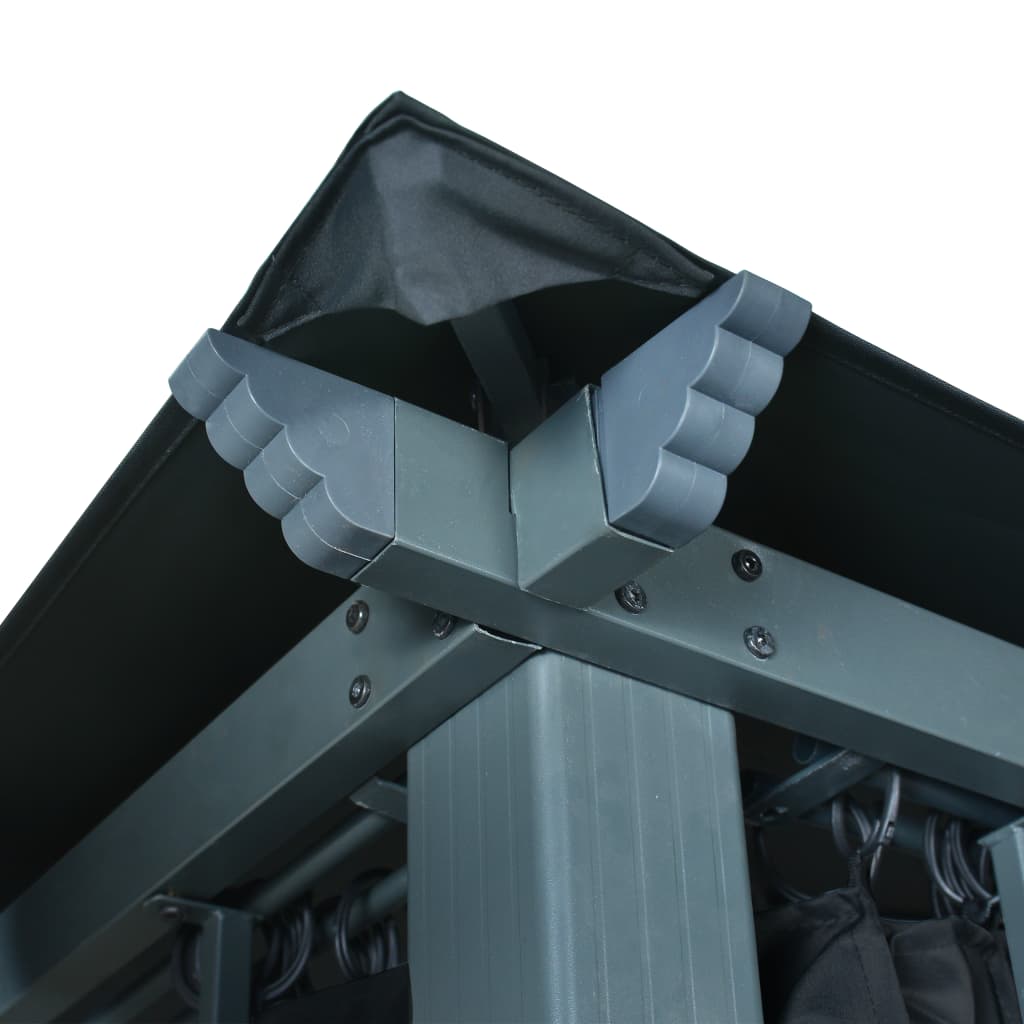 havepavillon med gardin 300x300 cm aluminium antracitgrå