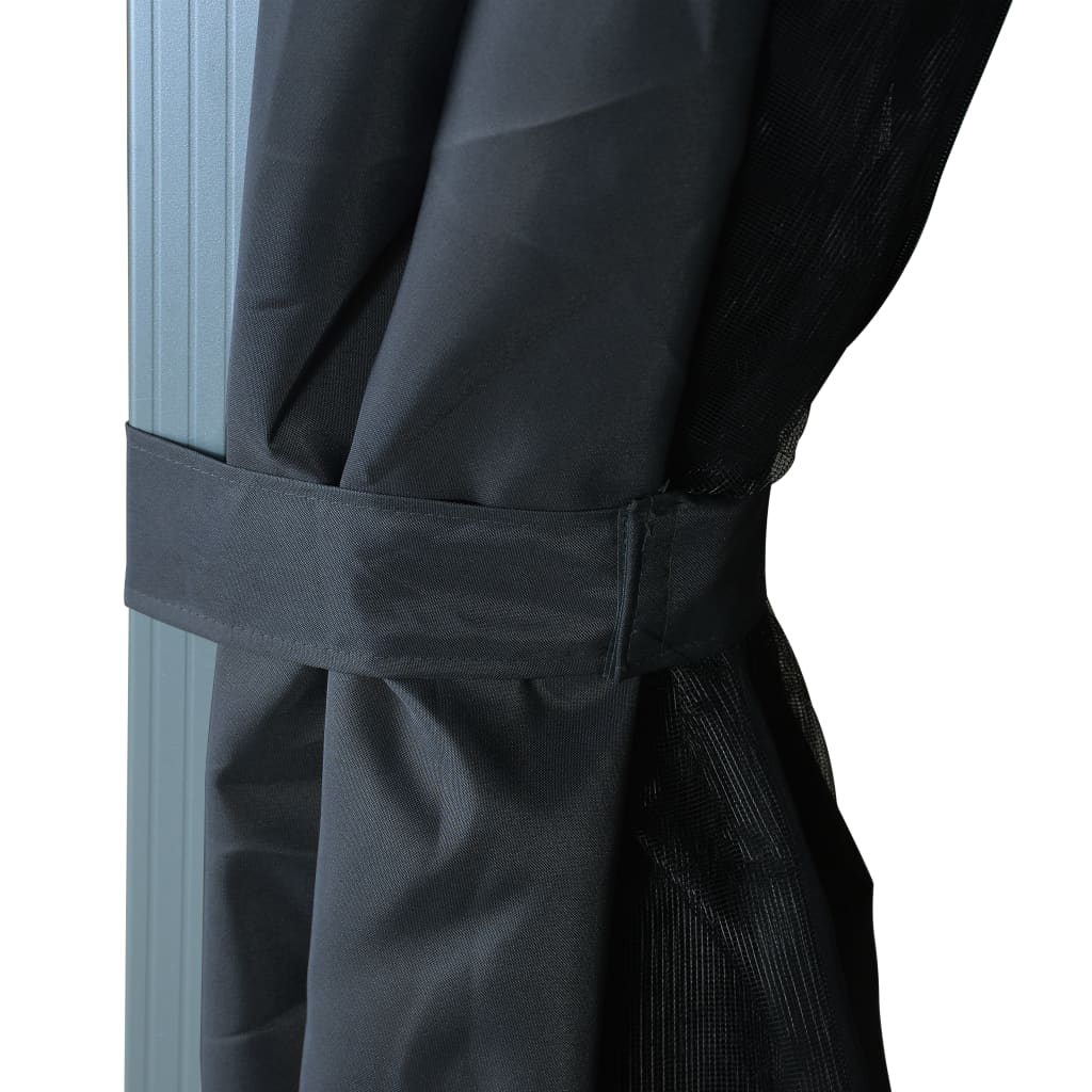 havepavillon med gardin 300x300 cm aluminium antracitgrå