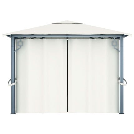 havepavillon med gardin 400x300 cm aluminium cremefarvet