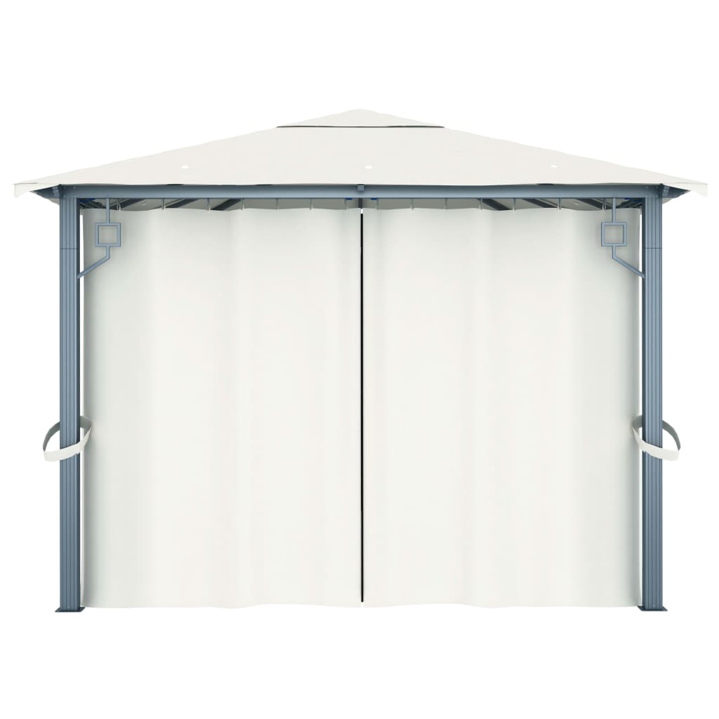 havepavillon med gardin 400x300 cm aluminium cremefarvet