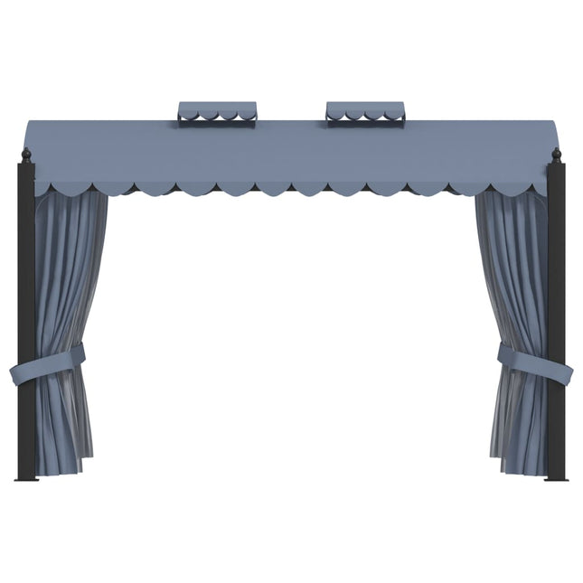 pavillon med gardiner 3x4 m stål antracitgrå