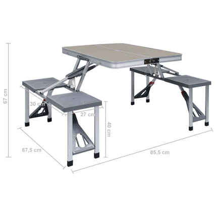 foldbart campingbord med 4 siddepladser stål aluminium