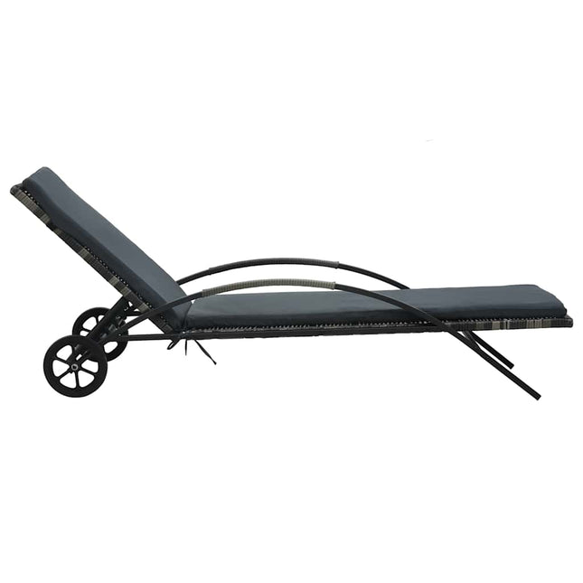 Solsenge med bord i polyrattan antracitgrå