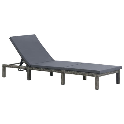 liggestol med hynde polyrattan antracitgrå