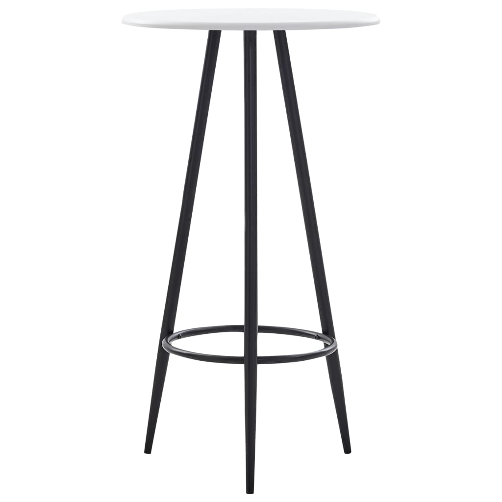 Barbord Ø60 × 107,5 cm - MDF hvid med sorte metalben
