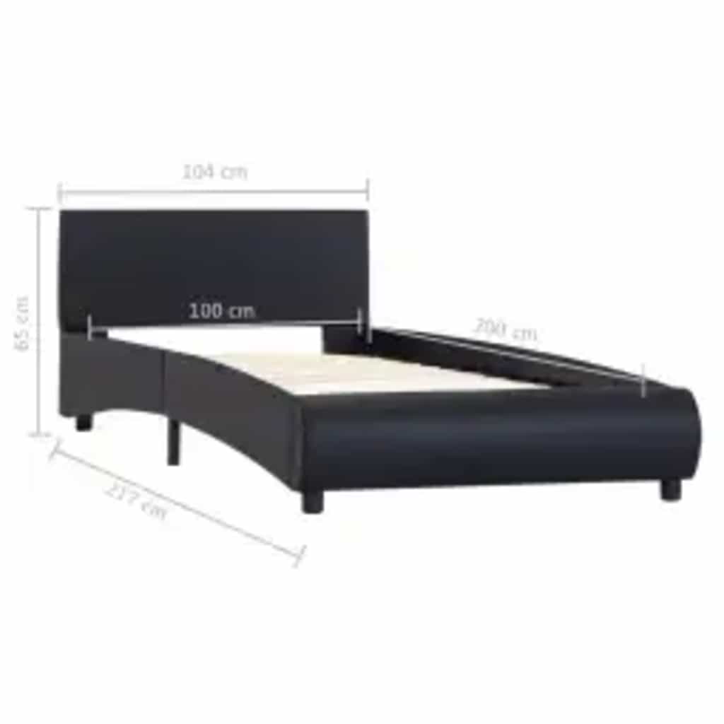 sengestel med LED 100x200 cm kunstlæder sort
