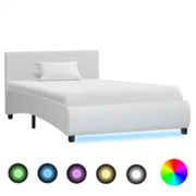 sengestel med LED 100x200 cm kunstlæder hvid