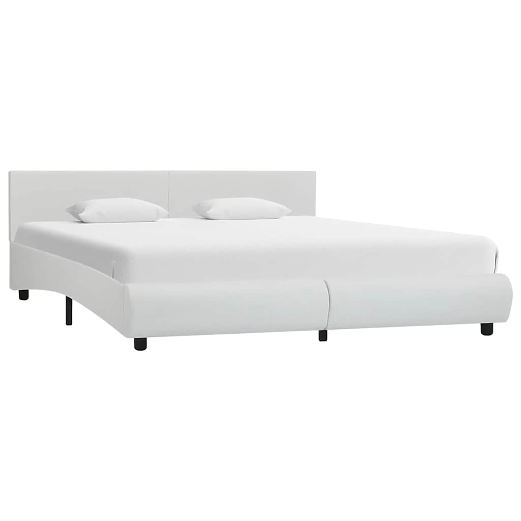 sengestel med LED 160x200 cm kunstlæder hvid
