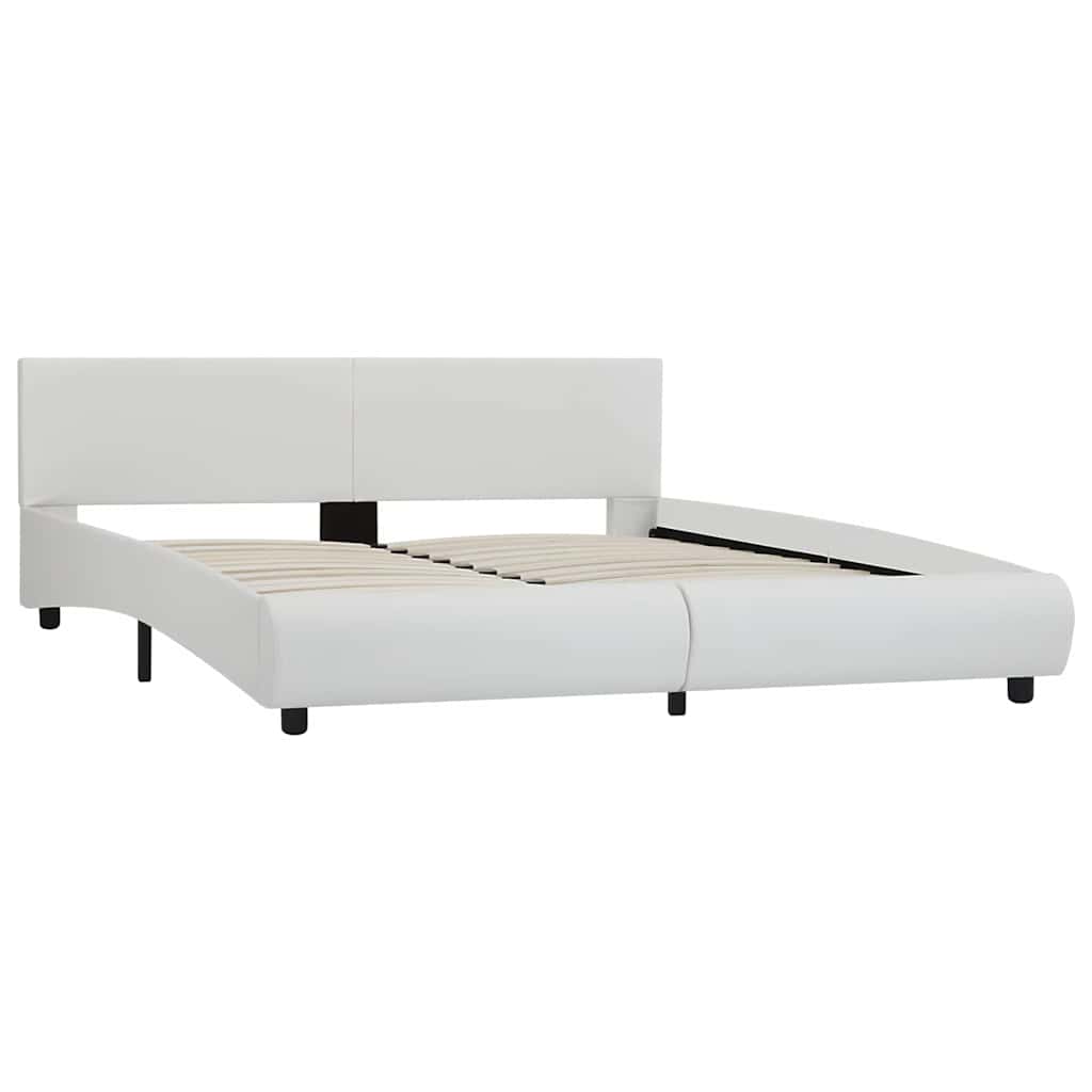 sengestel med LED 160x200 cm kunstlæder hvid