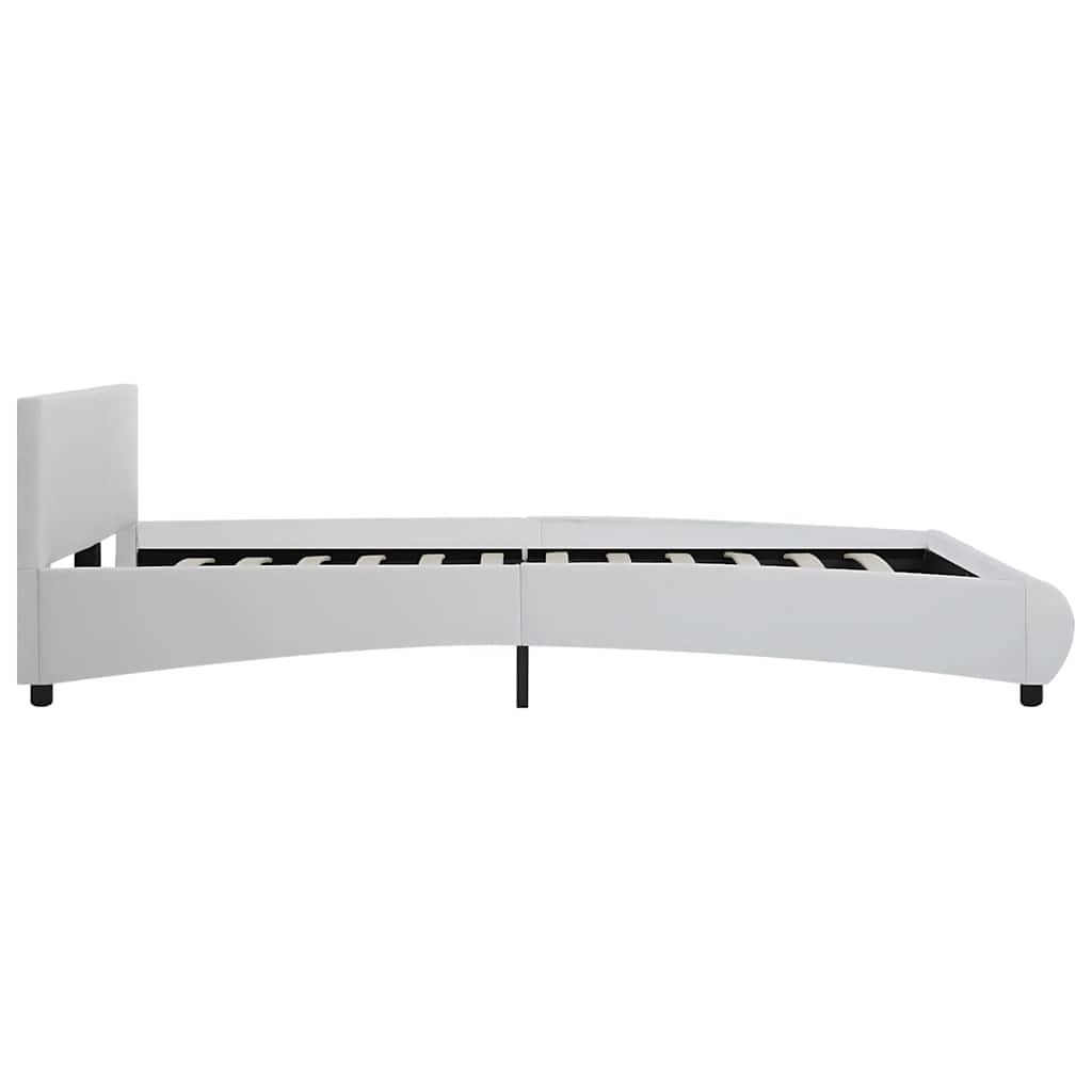 sengestel med LED 160x200 cm kunstlæder hvid