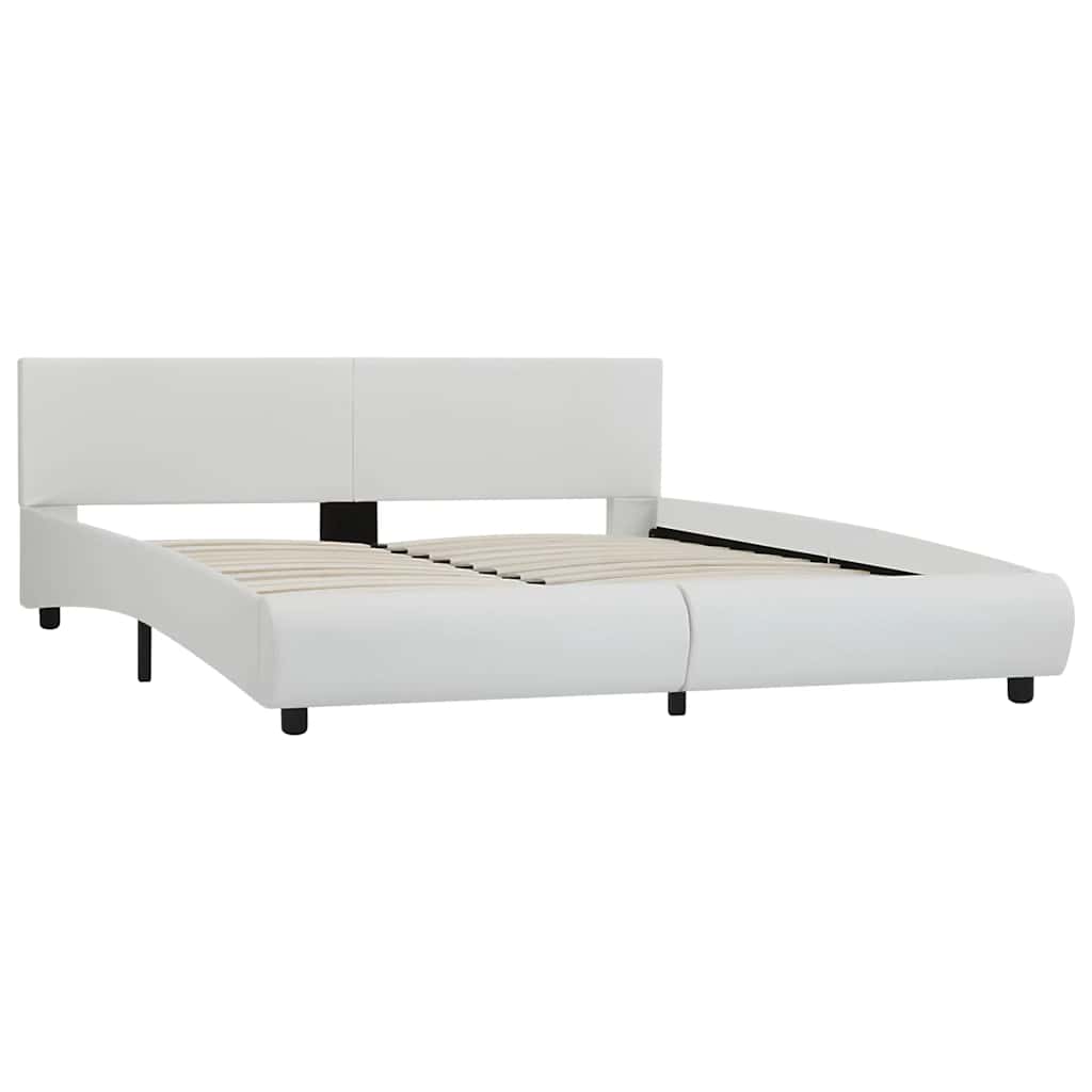 sengestel med LED 180x200 cm kunstlæder hvid