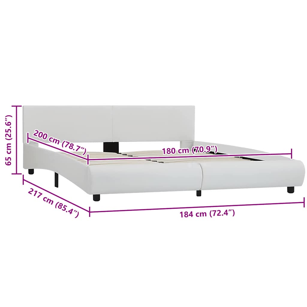 sengestel med LED 180x200 cm kunstlæder hvid
