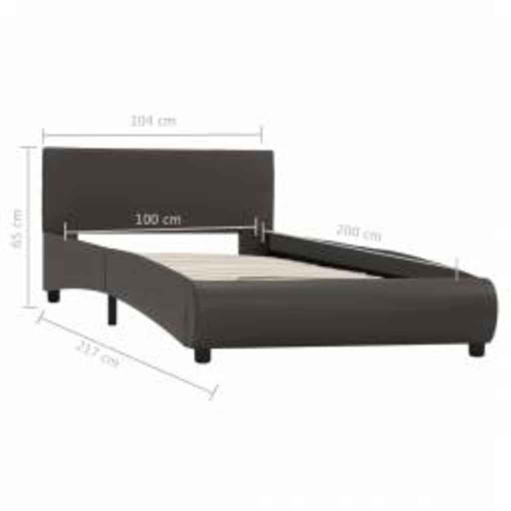sengestel med LED 100x200 cm kunstlæder grå