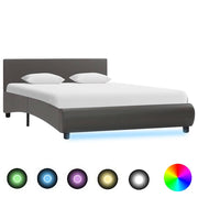 sengestel med LED 120x200 cm kunstlæder grå