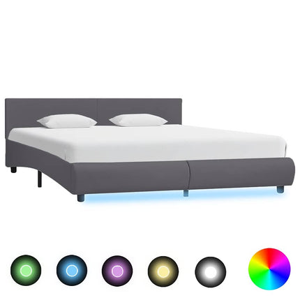 sengestel med LED 180x200 cm kunstlæder grå