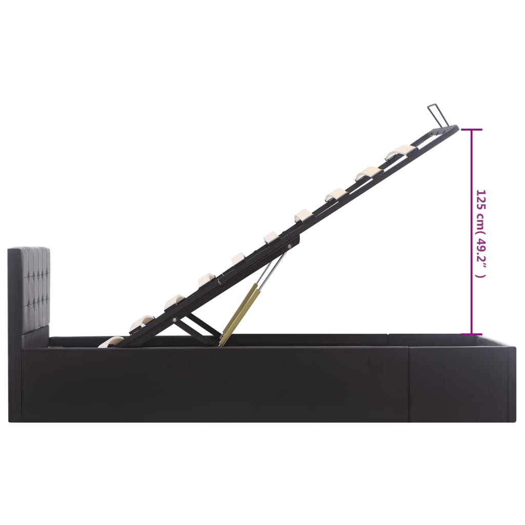 hydraulisk opbevaringsseng 100 x 200 cm kunstlæder sort