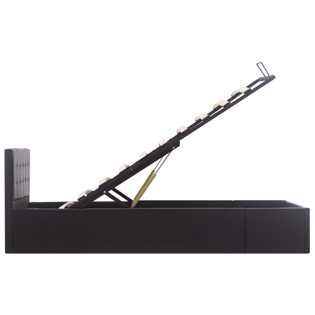 hydraulisk opbevaringsseng 100 x 200 cm kunstlæder sort
