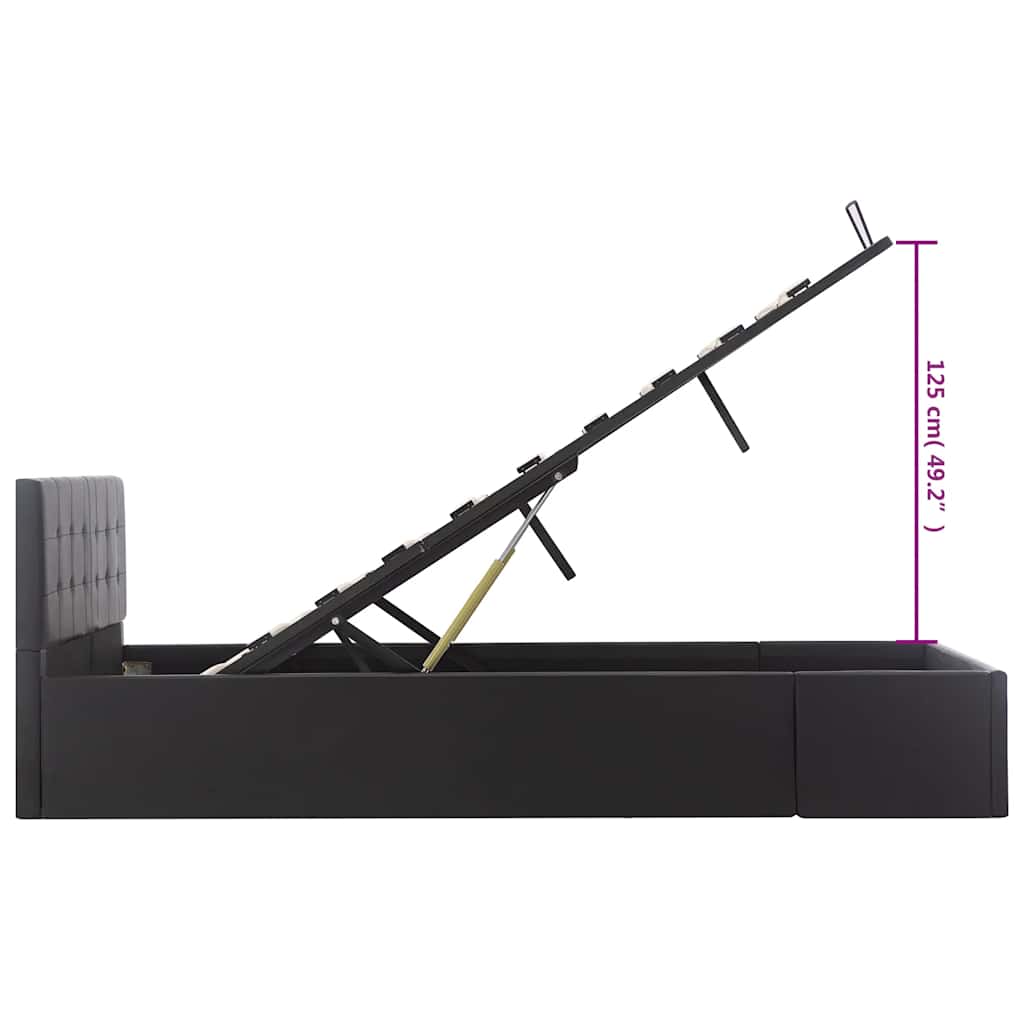 hydraulisk opbevaringsseng 120 x 200 cm kunstlæder sort