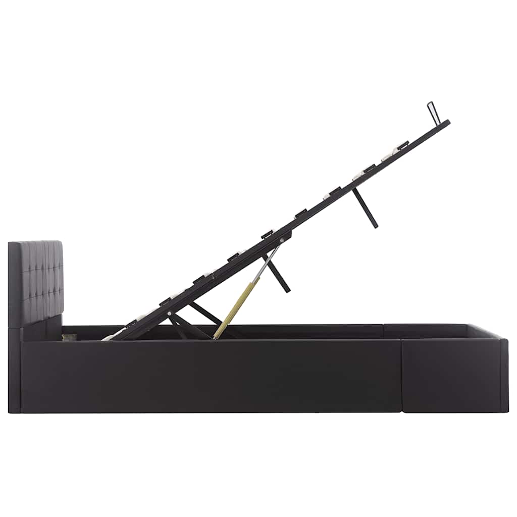 hydraulisk opbevaringsseng 120 x 200 cm kunstlæder sort
