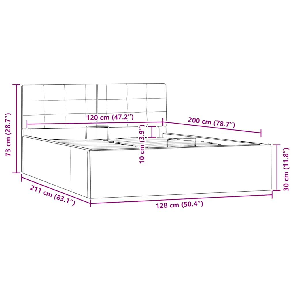 hydraulisk opbevaringsseng 120 x 200 cm kunstlæder sort